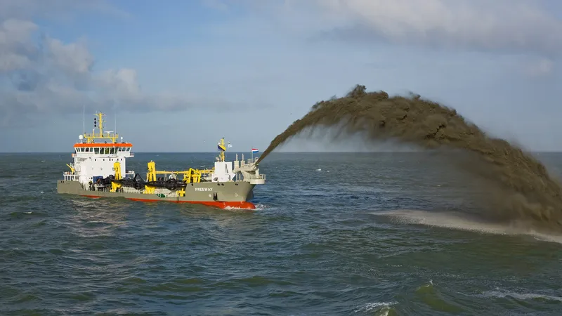 Sand rain-bowing is a technique used to achieve environmental balance - image courtesy of IADC Dredging