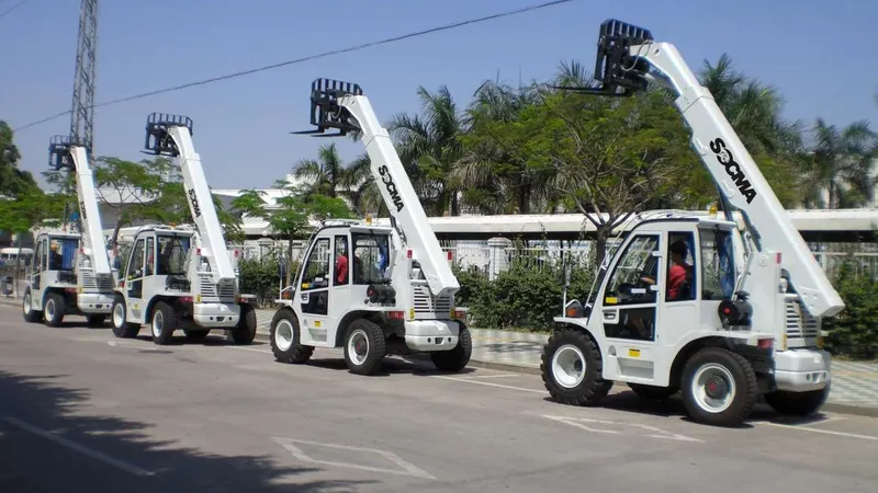 A lineup of SOCMA telescopic forklifts