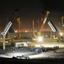 Nighttime construction progress at the Zayed National Museum site
