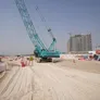 KOBELCO CKE800 hydraulic crawler crane is often rented for its medium, 80-ton lifting capacity