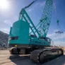 A closer look at the counterweight of the Kobelco 7250S 250 ton crawler crane