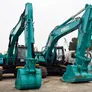 Two of Al Marwan Heavy Machinery's trusty KOBELCO excavators on show at the Jebel Ali Free Zone (JAFZA) yard in Dubai, UAE