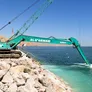 Kobelco SK850 long reach excavator in action in Oman.