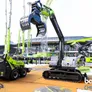 Driverless green heavy machinery at the Zoomlion booth