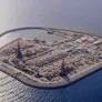 An aerial view of the artificial island “G” in Abu Dhabi