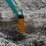 Jisung (JSC) ARES jackhammer fitted on a KOBELCO excavator as a machinery attachment for demo work