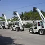 A lineup of SOCMA telescopic forklifts