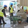 A wheelbarrow makes transporting the material quicker
