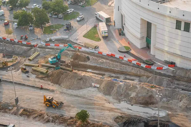 excavation works at al taawun square in sharjah