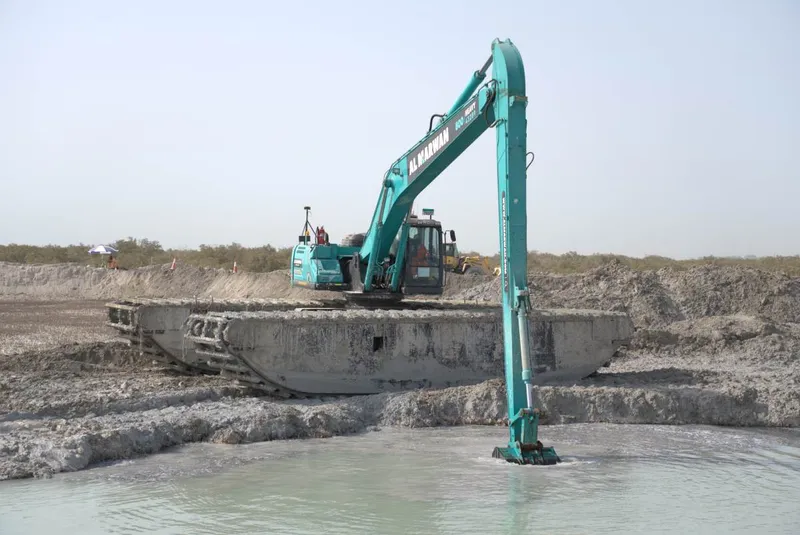 The new 2026 Kobelco Amphibious SK380XDLC-10 Excavator