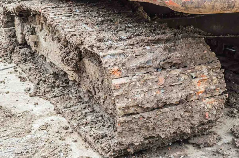 excavator tracks in mud