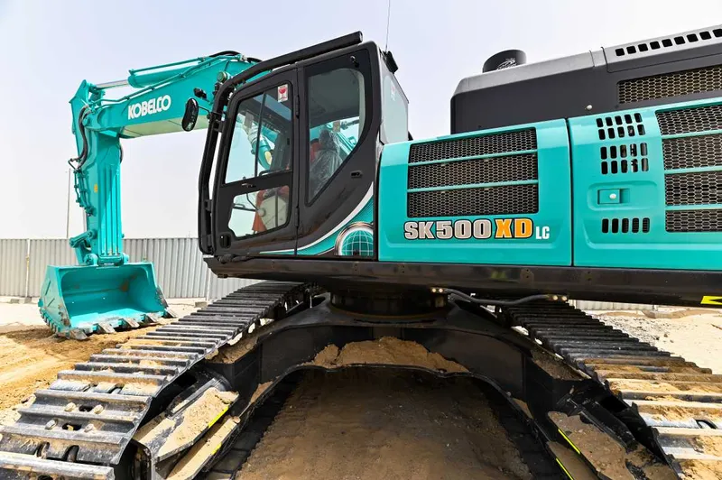 The&nbsp;2025 Kobelco SK500XDLC-10 track excavator, available for sale at Al Marwan