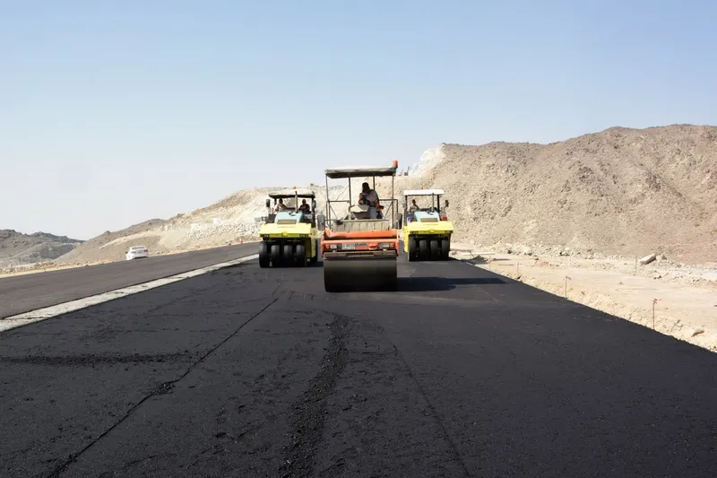 After excavation work was complete, Al Marwan's road building equipment rental fleet went in to give the project an enduring finish