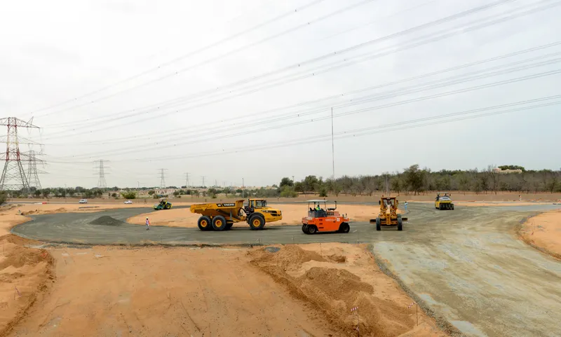 A picture of Al Marwan's road building machinery on Hamriyah Free Zone Roadworks project