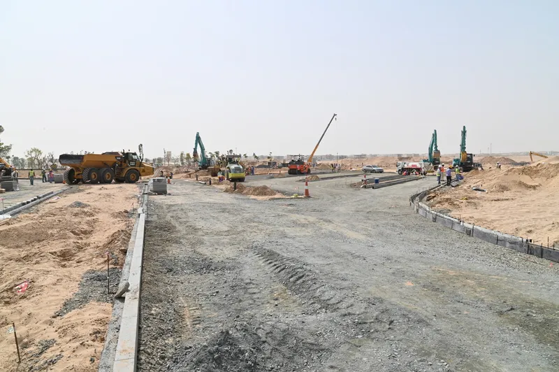 A picture showcasing the variety of equipment on the Al Marwan rental fleet on site at Masaar by Arada
