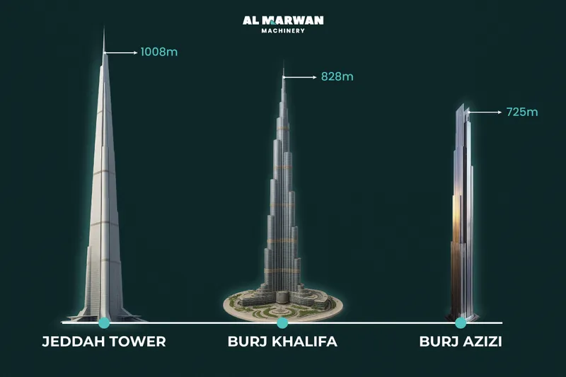 three towers difference in height