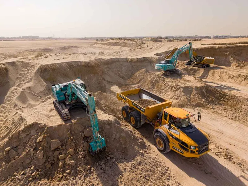 Pair of Kobelco SK350 excavators