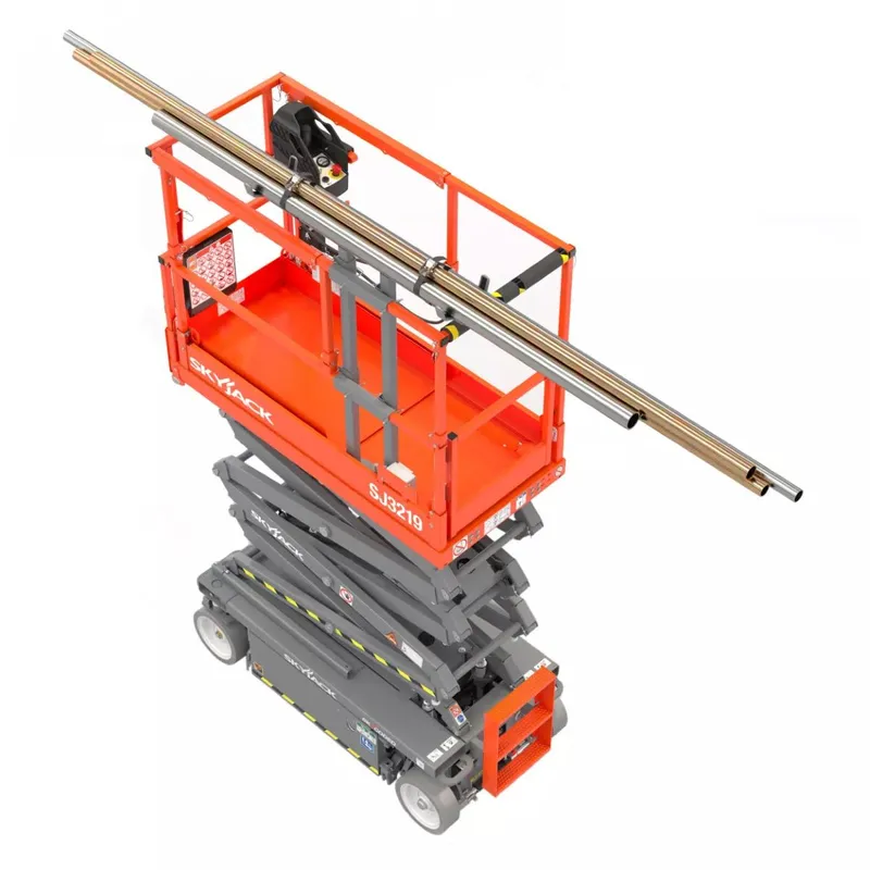 Pipe rack attachment installed on a scissor lift platform