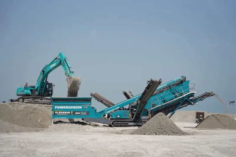Kobelco excavator and Powerscreen screener