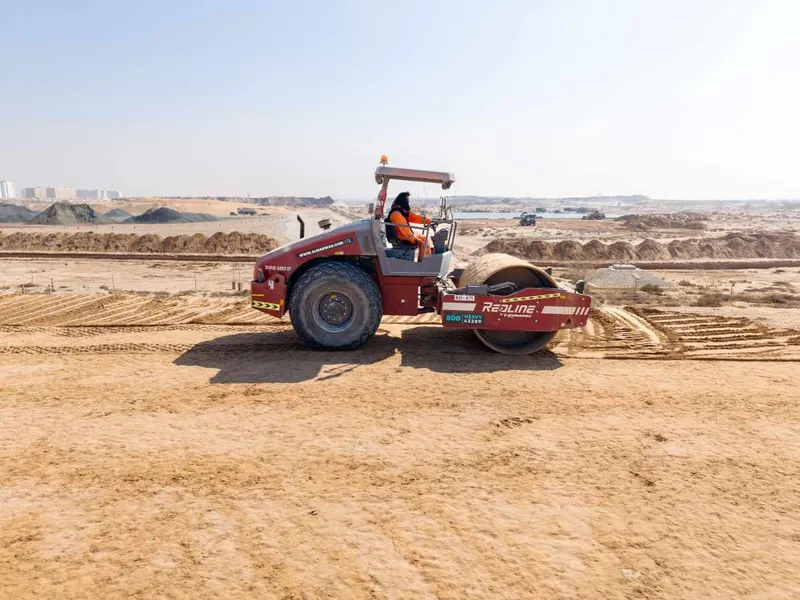 Single drum roller from Dynapac Redline at Al Marjan Island site