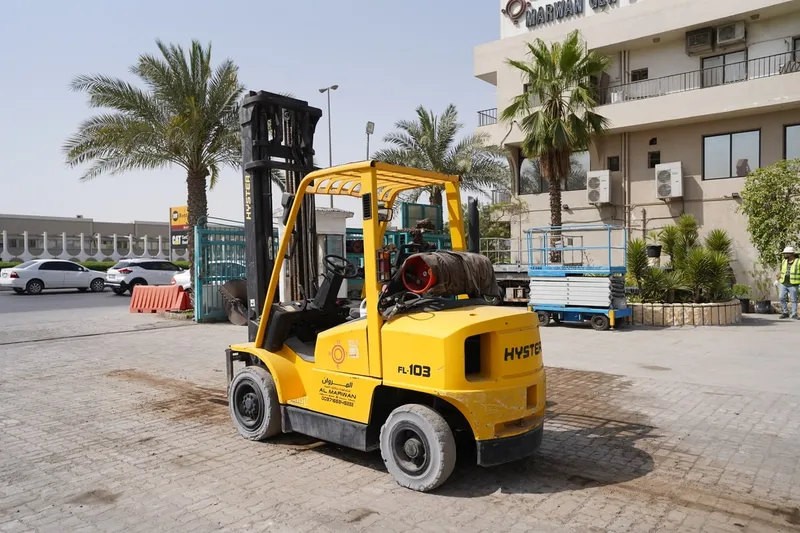 A Hyster 6-ton forklift truck displayed in Sharjah 2nd Industrial Area
