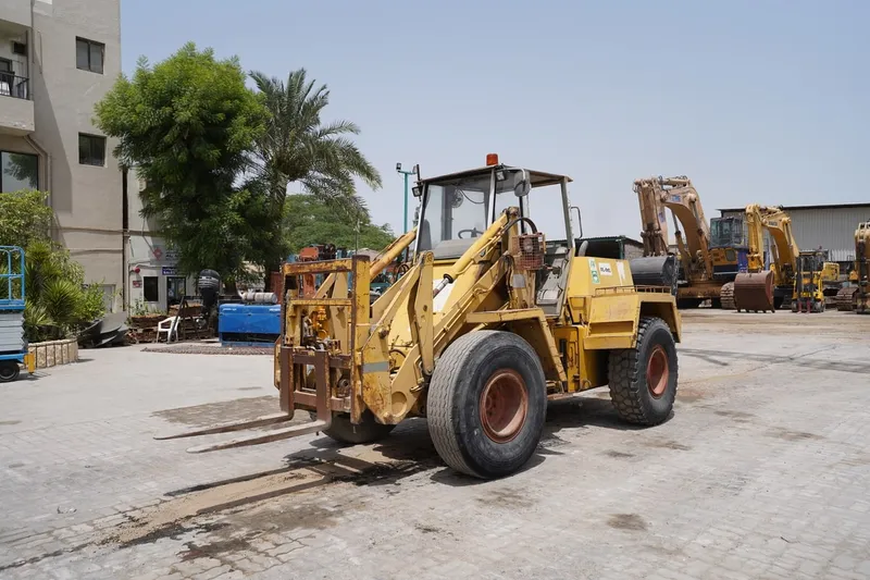 A JCB 20-ton forklift truck displayed at Sharjah Industrial Area 2nd