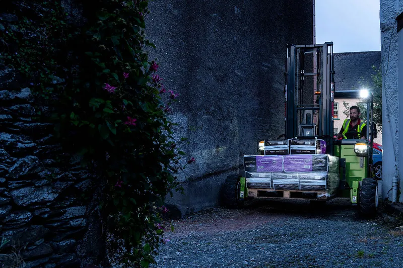 A Moffett side-loading forklift truck - image courtesy of Moffett Global