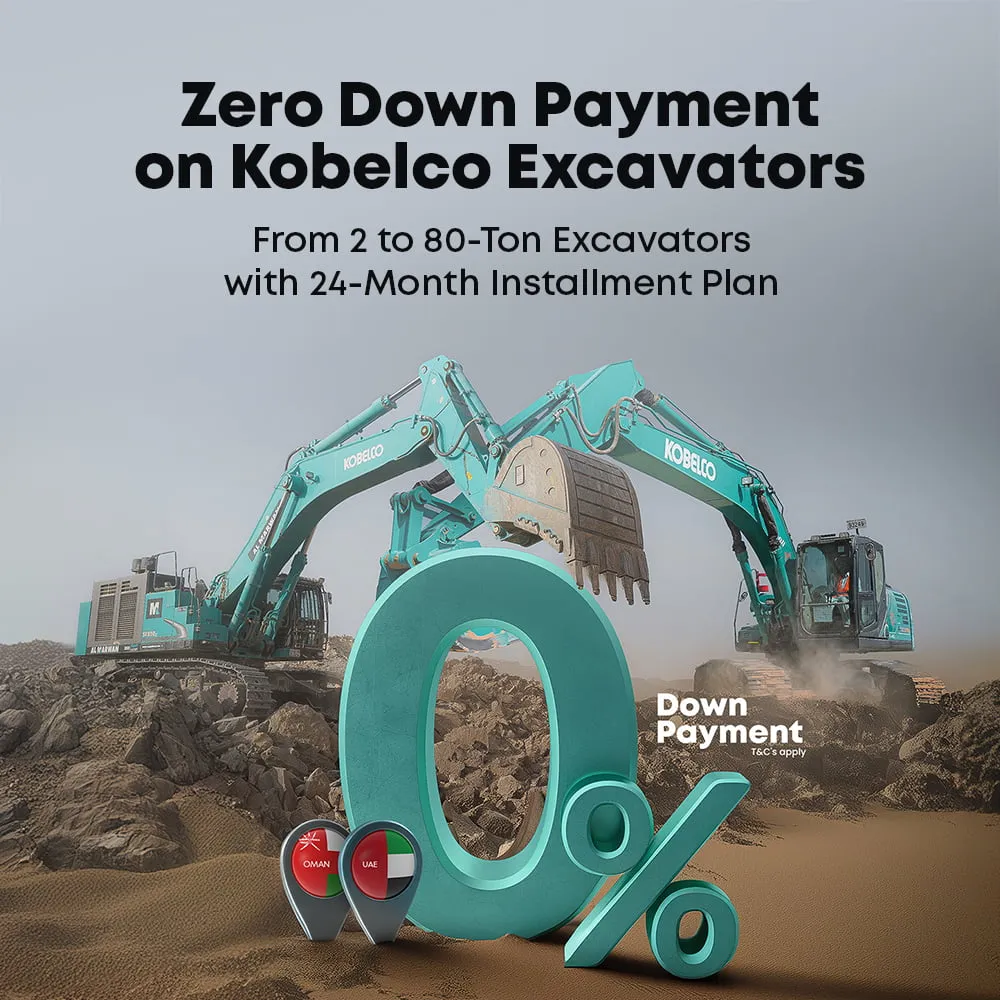 Zero down payment on kobelco excavators