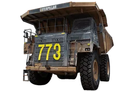 2019 Caterpillar 777E Rigid Dump Truck White Background View