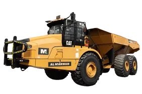2020 Caterpillar 745 Articulated Dump Truck White Background View