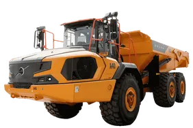 Rent Large 40-Ton Articulated Dump Trucks white background