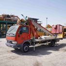 2003 Multitel 160 ALU DS Boom Lift on Nissan Cabstar Truck Front Left View - LF-0058