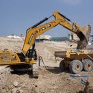 95-ton Excavators for Rent, on action image
