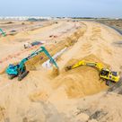 Rent 22-ton Excavators on action, Long Boom 14-meters, 